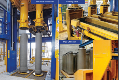 üç istasyonlu beton boru makinası